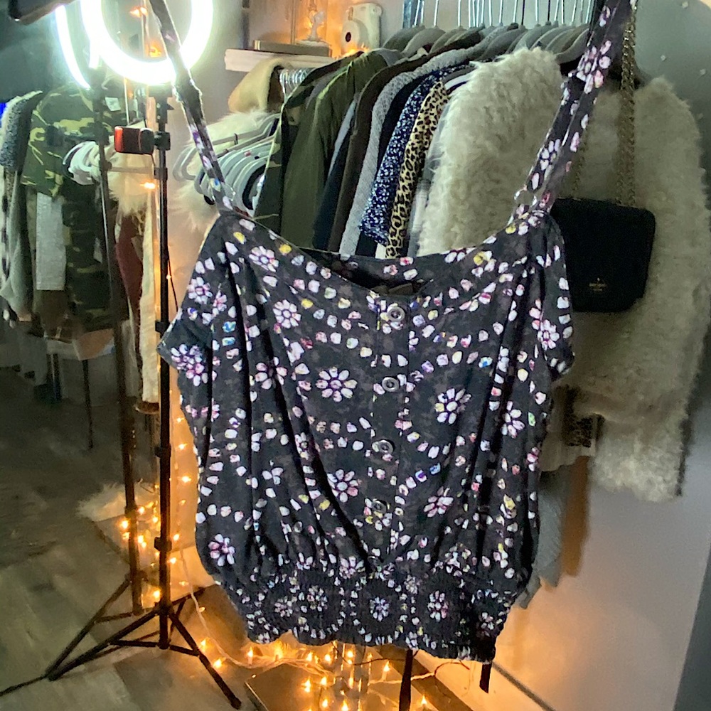 Black 2000s vintage blouse